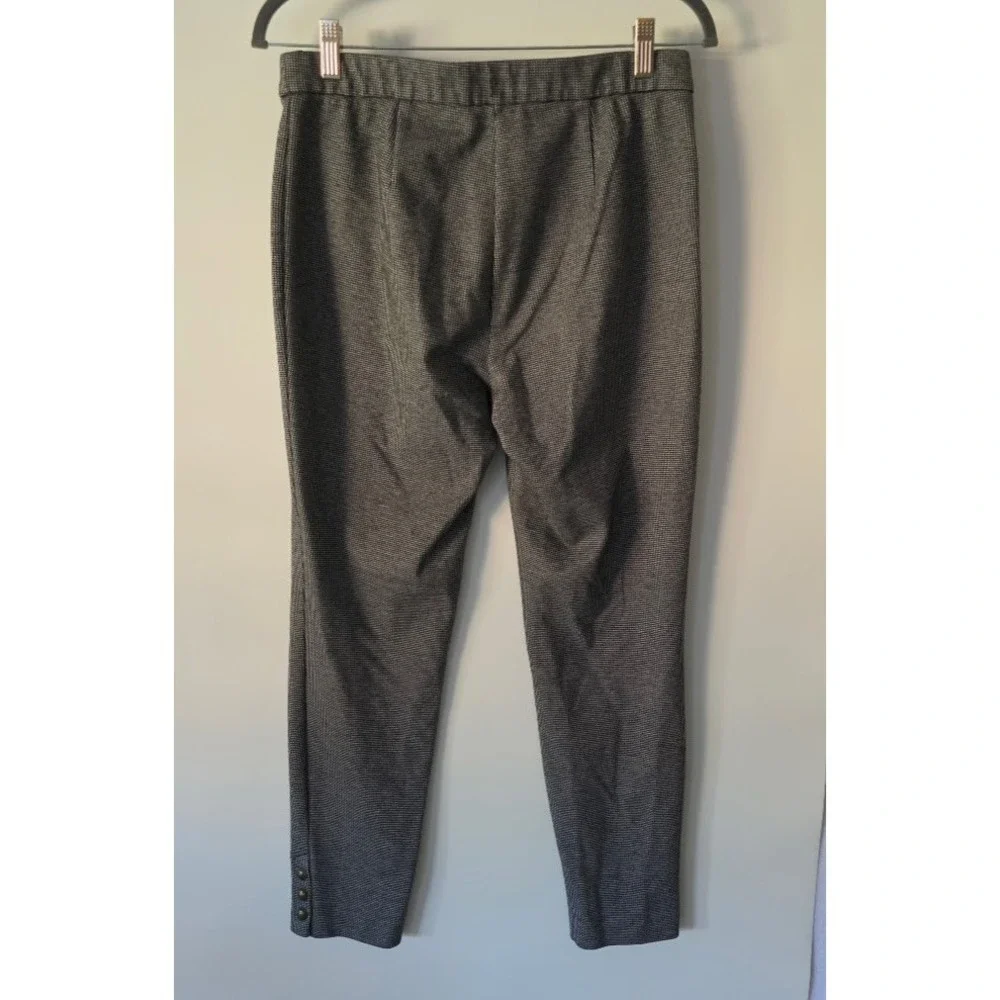Talbots‎ Women's Size M Houndstooth Plaid Stretch Ankle Pants Gold Button Detail
